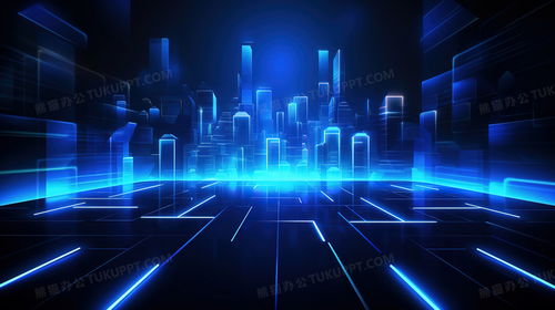 藍色科技光效虛擬空間插畫圖片素材下載 jpg格式 熊貓辦公